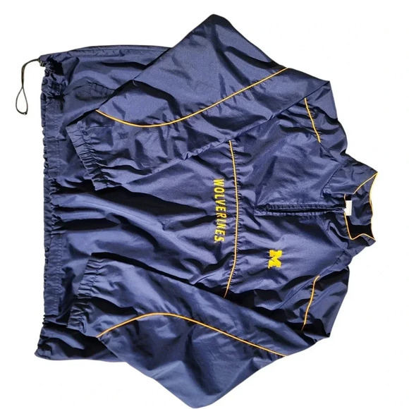 Vintage Red Oak Michigan Wolverines Windbreaker XXL Pullover Quarter Zip Blue - Picture 8 of 11